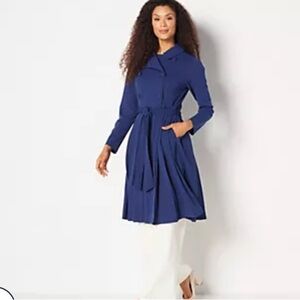 Girl With Curves Knit Crepe Trench Dress - Black